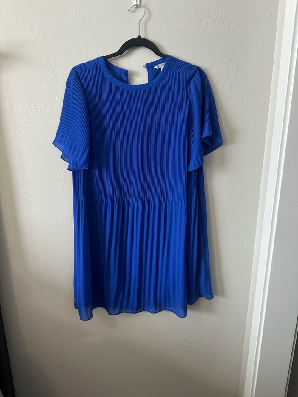 Naked Zebra Royal Blue Pleated Mini Dress